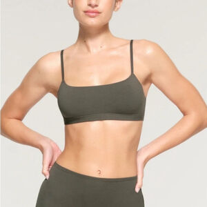 Skims Kim K Cotton Jersey Scoop Neck Wireless Comfort Bralette Juniper Size XXS